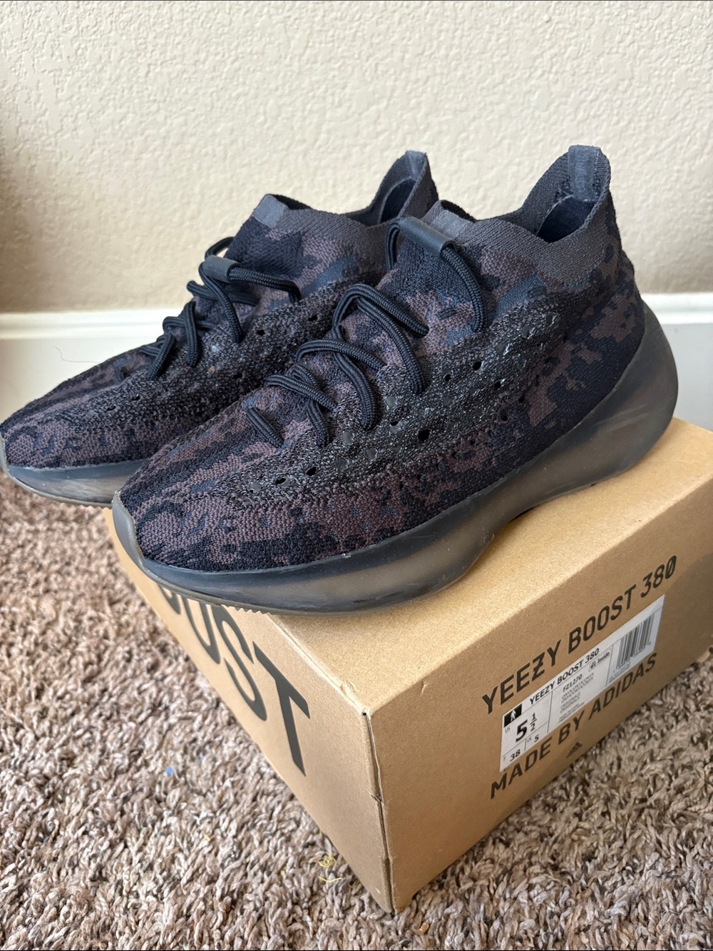 Yeezy Kids Sneakers Black Brown Knit